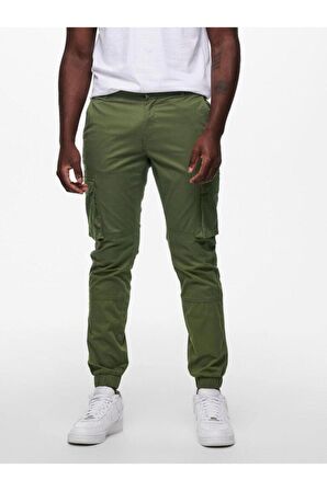 Only & Sons Lastikli Paça Yeşil Erkek Kargo Pantolon ONSCAM STAGE CARGO CUFF PK 6687 NOO