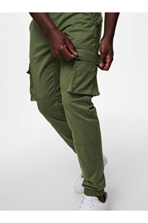 Only & Sons Lastikli Paça Yeşil Erkek Kargo Pantolon ONSCAM STAGE CARGO CUFF PK 6687 NOO