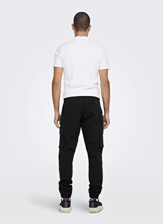 Only & Sons Lastikli Paça Siyah Erkek Kargo Pantolon ONSCAM STAGE CARGO CUFF LIFE 6687 N