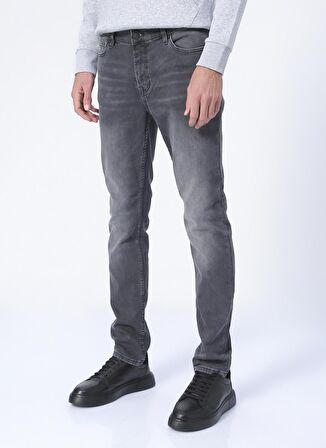 Only & Sons Onsloom Life Slim Zip Jog St 7103 Normal Bel Taşlamalı Gri ErkekDenim Pantolon