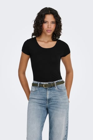 Only Onllive Pamuklu Regular Fit Bisiklet Yaka T Shirt Bayan T SHİRT 15205059 SİYAH