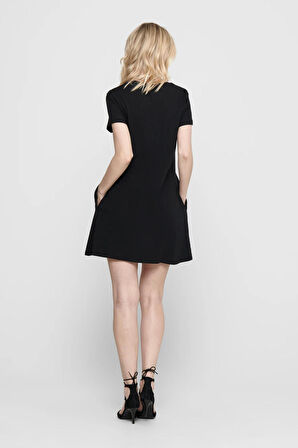 Only Kadın Onlmay %100 Pamuk Mini Elbise 15202971 Siyah