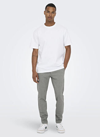 Only & Sons Normal Bel Dar Paça Açık Gri Erkek Pantolon ONSMARK PANT STRIPE GW 3727 NOOS