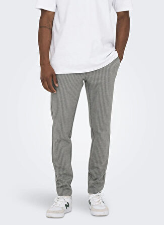 Only & Sons Normal Bel Dar Paça Açık Gri Erkek Pantolon ONSMARK PANT STRIPE GW 3727 NOOS