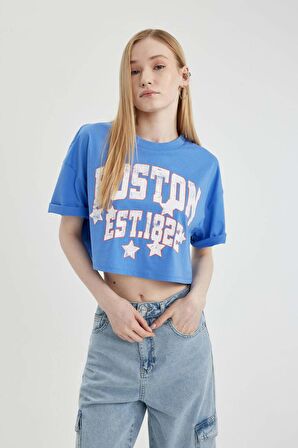 DeFacto Coool Oversize Fit Bisiklet Yaka Baskılı Kısa Kollu Tişört B7115AX24SMBE419