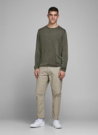 Jack & Jones 12174001 O Yaka Erkek Koyu Yeşil Kazak