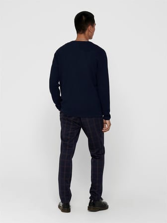 ONSPANTER REG 12 STRUC CREW KNIT NOOS Erkek Mavi Kazak - 22016980