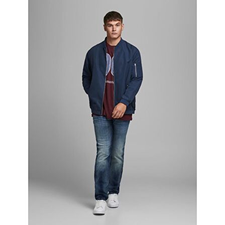 Jack&Jones Büyük Beden Lacivert Erkek Bomber Ceket 12173990