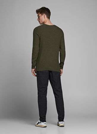 Jack & Jones O Yaka Normal Düz Koyu Yeşil Erkek Kazak 12179861_JPRBLUCARLOS KNIT CREW NEC