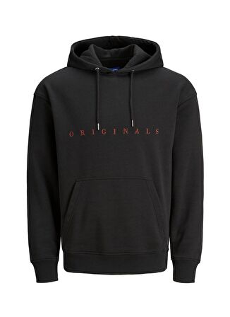Jack & Jones 12176864 Kapüşon Yaka Relaxed Erkek Siyah Sweatshirt