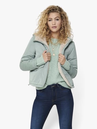 ONLDAHLIA REV. FUR JACKET OTW CS Kadın Gri Mont - 15208777