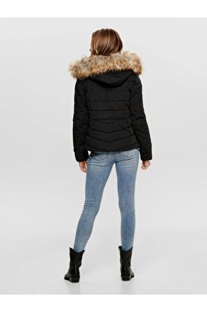 Only New Ellan Kadın Kürklü Kapüşonlu Şişme Mont - 15158943-1