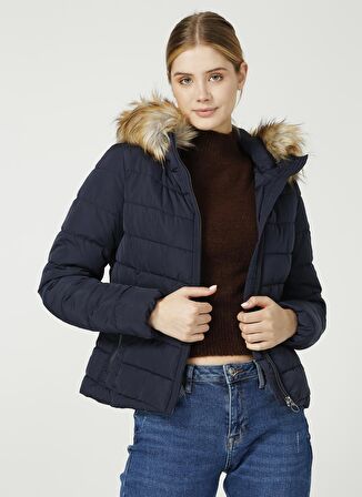 Only & Sons Lacivert Kadın Kapüşonlu Kısa  Mont 15158943