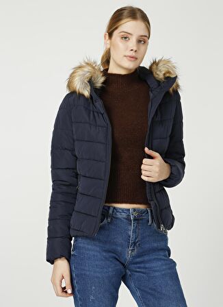 Only & Sons Lacivert Kadın Kapüşonlu Kısa  Mont 15158943