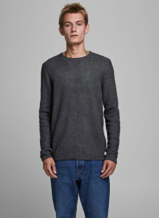 Jack & Jones O Yaka Normal Düz Koyu Mavi Erkek Kazak 12179861_JPRBLUCARLOS KNIT CREW NEC