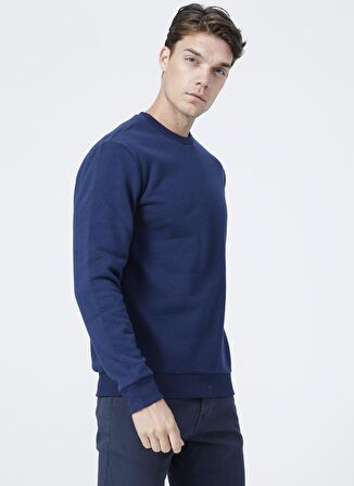 Only & Sons O Yaka Düz Koyu Mavi Erkek Sweatshirt