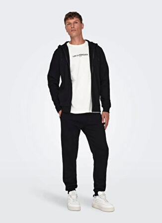 Only & Sons Kapüşon Yaka Siyah Erkek Sweatshırt ONSCERES ZIP THR. HOODIE SWEAT NOOS