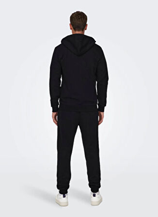 Only & Sons Kapüşon Yaka Siyah Erkek Sweatshırt ONSCERES ZIP THR. HOODIE SWEAT NOOS
