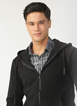 Only & Sons Kapüşonlu Düz Siyah Erkek Sweatshirt