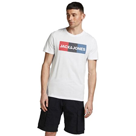 Jack & Jones O Yaka Baskılı Beyaz Erkek T-Shirt