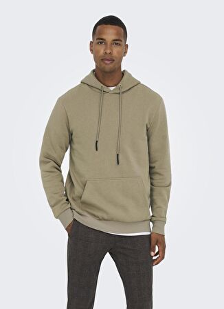 Only & Sons  Normal Kalıp Açık Kahve Erkek Şardonlu Sweatshirt ONSCERES HOODIE SWEAT NOOS