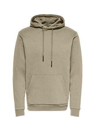 Only & Sons  Normal Kalıp Açık Kahve Erkek Şardonlu Sweatshirt ONSCERES HOODIE SWEAT NOOS