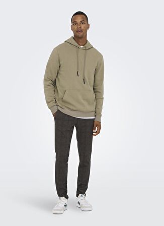Only & Sons  Normal Kalıp Açık Kahve Erkek Şardonlu Sweatshirt ONSCERES HOODIE SWEAT NOOS