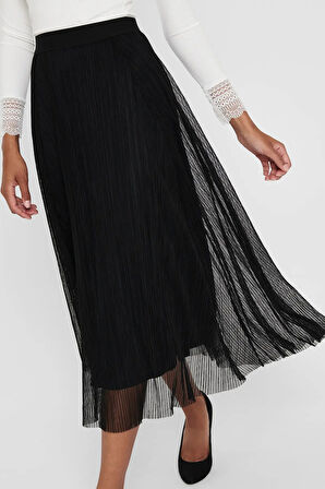 Only Kadın Onllavına Beli Lastikli Maxi Boy Etek 15214303 Siyah