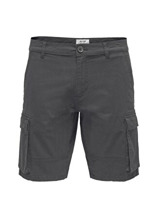 Only & Sons  Normal Bel  Düz Antrasit Erkek Kargo Şort  -  22016689_Onscam Stage Cargo Shorts