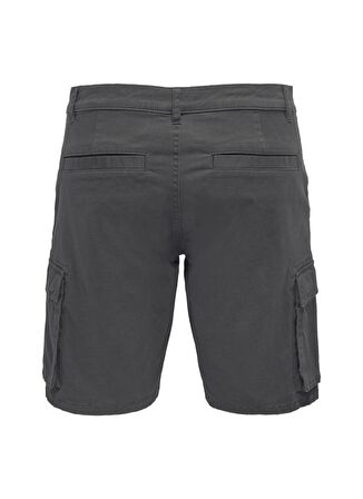 Only & Sons  Normal Bel  Düz Antrasit Erkek Kargo Şort  -  22016689_Onscam Stage Cargo Shorts