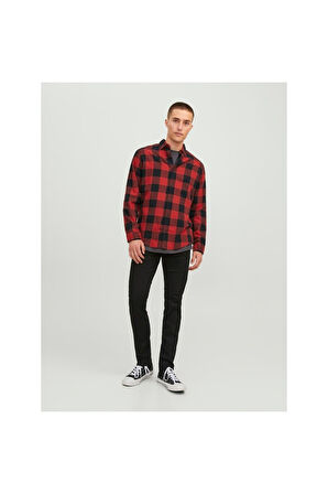 Jack & Jones Erkek Slim Fit Uzun Kollu Kırmızı Gömlek - 12181602