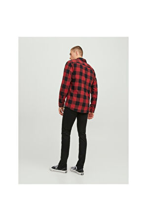 Jack & Jones Erkek Slim Fit Uzun Kollu Kırmızı Gömlek - 12181602