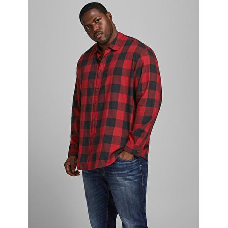 Jack&Jones Büyük Beden Kırmızı Erkek Oduncu Gömlek 12183107