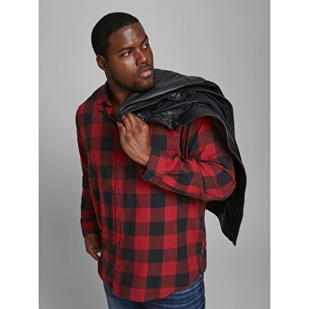 Jack&Jones Büyük Beden Kırmızı Erkek Oduncu Gömlek 12183107