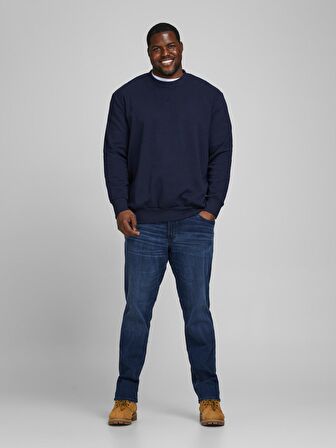Jack&Jones Büyük Beden Lacivert Erkek Sweat 12182567