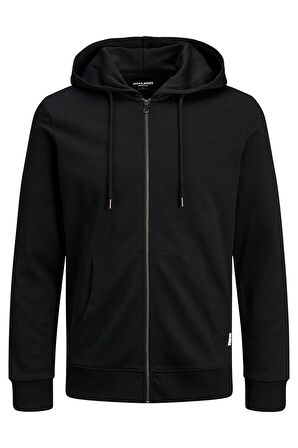 Jack & Jones O Yaka Siyah Erkek Sweatshırt JJEBASIC SWEAT ZIP HOOD NOOS