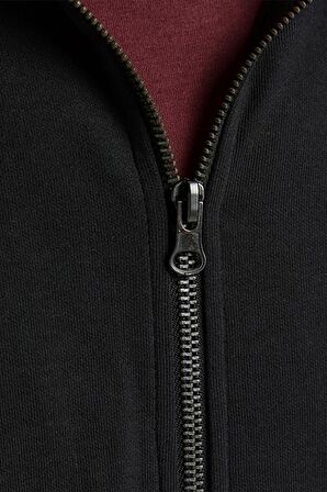 Jack & Jones O Yaka Siyah Erkek Sweatshırt JJEBASIC SWEAT ZIP HOOD NOOS