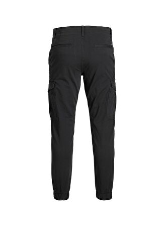 Jack & Jones 12186889_Jpstmarco Jjjoe Cuffed Akm  Normal Bel  Düz Siyah Erkek Kargo Pantolon