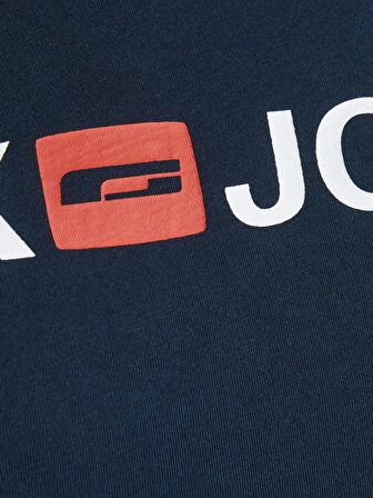 Jack&Jones Sıfır Yaka Büyük Beden Lacivert Erkek T-Shirt 12184987