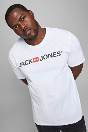 Jack & Jones O Yaka Baskılı Beyaz Erkek T-Shirt JJECORP LOGO TEE SS CREW NECK NOOS