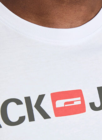 Jack & Jones O Yaka Baskılı Beyaz Erkek T-Shirt JJECORP LOGO TEE SS CREW NECK NOOS