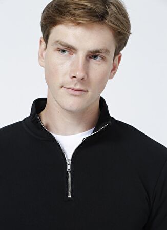 Only & Sons Dik Yaka Düz Siyah Erkek Sweatshirt