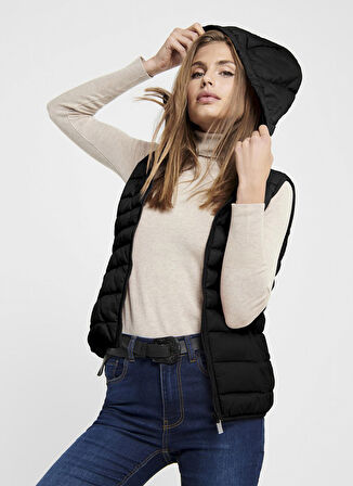 Only Siyah Kadın Yelek ONLNEWTAHOE HOOD WAISTCOAT OTW NOOS