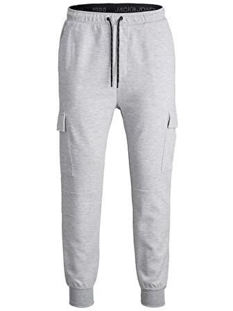 Jack&Jones Lastikli Paça Lastikli Bel Açık Gri-Melanj Erkek Pantolon 12184972