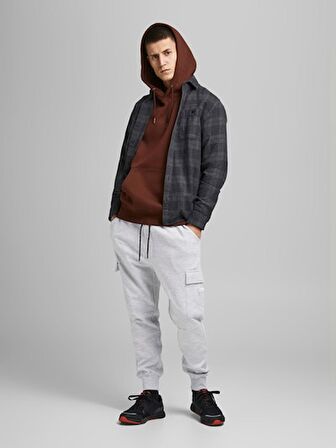 Jack&Jones Lastikli Paça Lastikli Bel Açık Gri-Melanj Erkek Pantolon 12184972