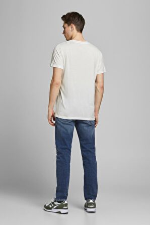 Jack & Jones Erkek Baskılı Bisiklet Yaka T-Shirt 63412186758 Beyaz