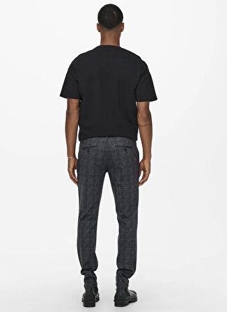 Only & Sons Orta Bel Dar Siyah Erkek Chino Pantolon ONSMARK SLIM CHECK PANTS 9887 NOOS