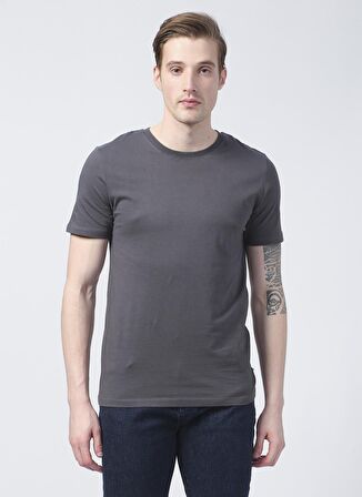 Jack & Jones 12156101_Jjeorganic Basic Tee Ss O Yaka  Slim Fit Düz Gri Erkek T-Shirt