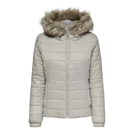 Only Kadın Mont Onldogukan Hood Fur Padded 15231669-SLV