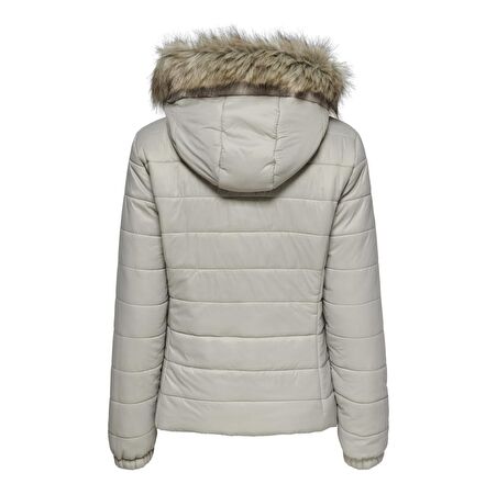 Only Kadın Mont Onldogukan Hood Fur Padded 15231669-SLV